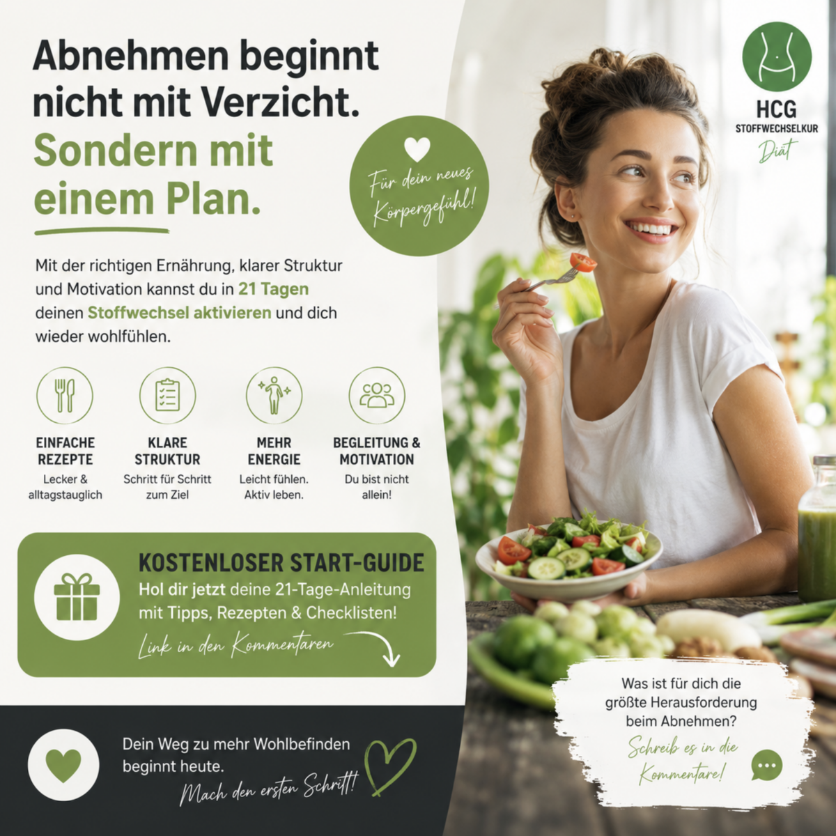 Guide zur Stoffwechselkur herunterladen. Dein Plan für Einkäufe und Küche mit Checkliste